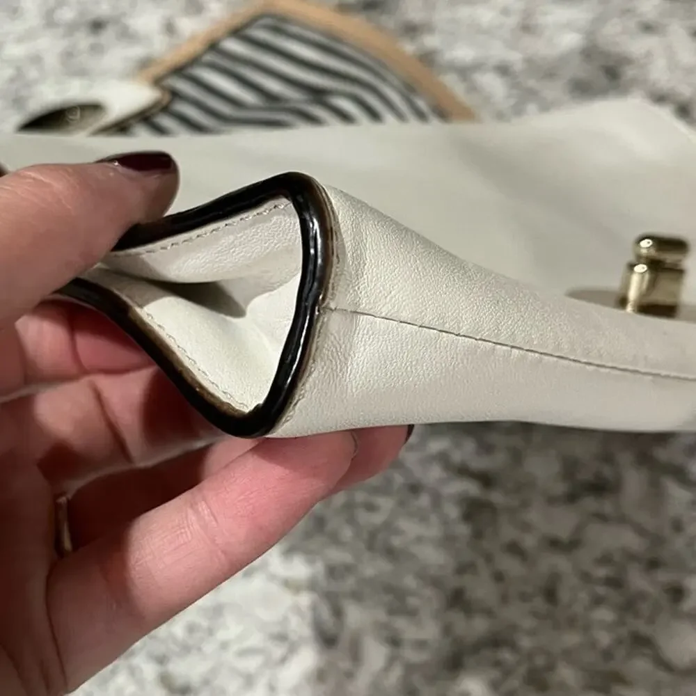 Kate Spade Hampton Road Juliana Turn Lock White Leather 2 Way Crossbody Clutch